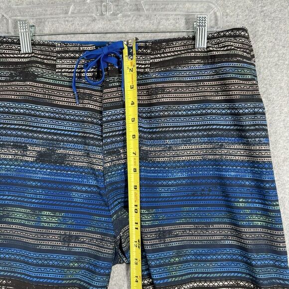 Prana Board Shorts 33 Mens Blue Striped Back Pocket Swim Trunks Bathing Suit - Picture 7 of 15